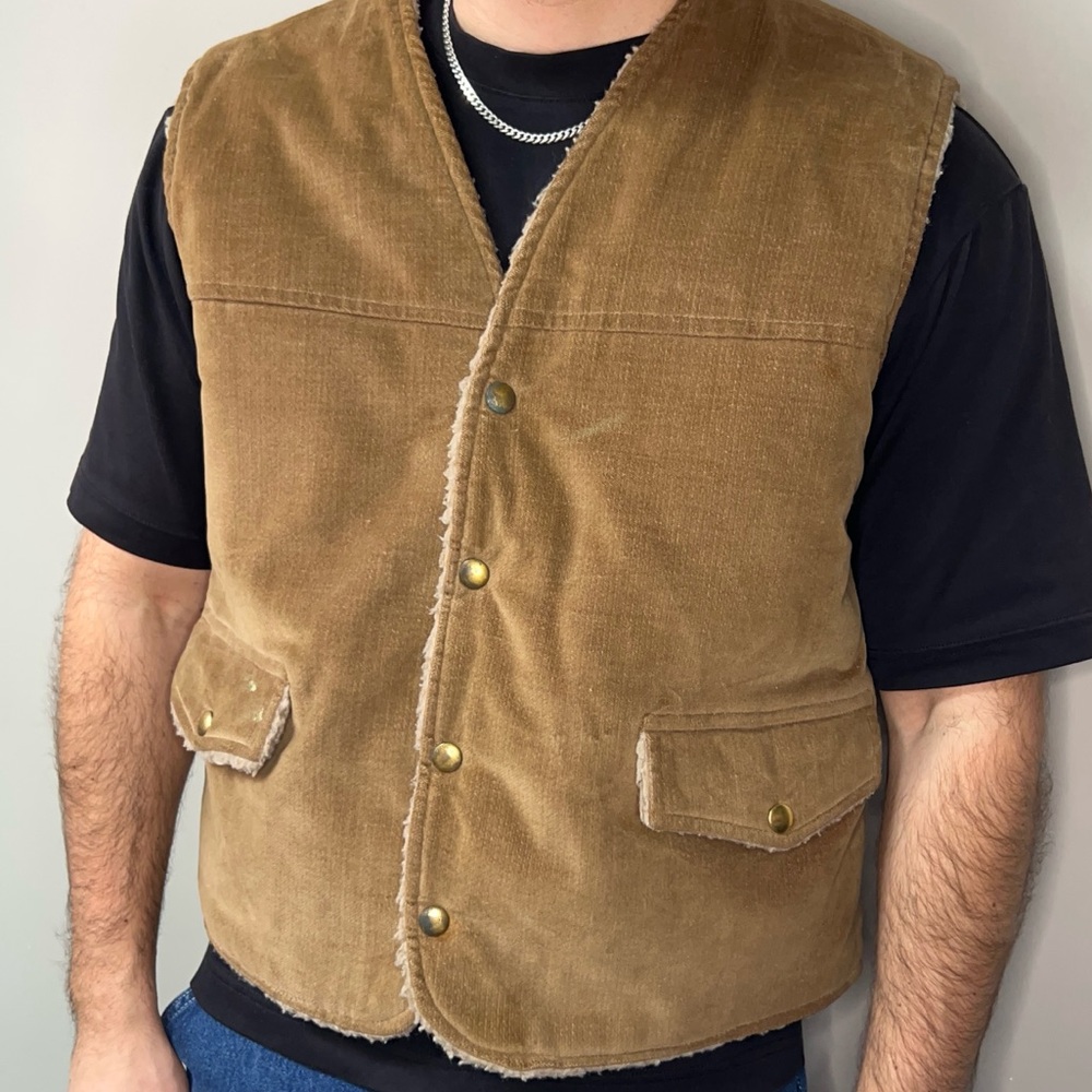 Vtg 80s Sherpa Lined Vest - Picture 8 of 8